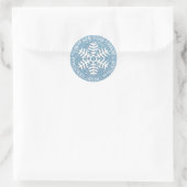 Blue Snowflake Merry kerstSticker Ronde Sticker (Tas)