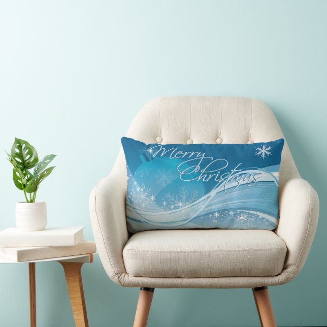 Blue Snowflake Merry-Sierkussen voor kerstmis Kussen (Stoel)