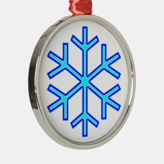 Blue Snowflake Metalen Ornament (Rechts)