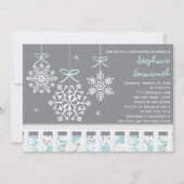 Blue Snowflake Mobile Wieg Baby shower Invitation Kaart (Voorkant)