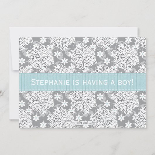 Blue Snowflake Mobile Wieg Baby shower Invitation Kaart (Achterkant)