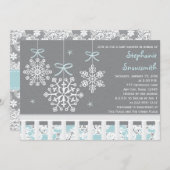 Blue Snowflake Mobile Wieg Baby shower Invitation Kaart (Voorkant / Achterkant)