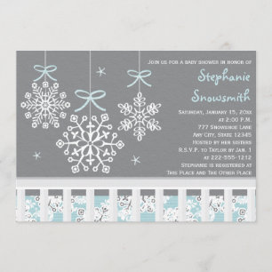 Blue Snowflake Mobile Wieg Baby shower Invitation Kaart