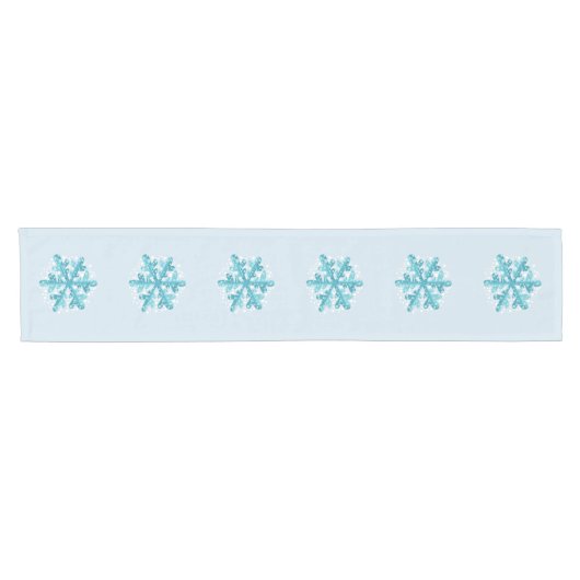 Blue Snowflake Moderne Winter Eettafel Runner Korte Tafelloper (Horizontaal)