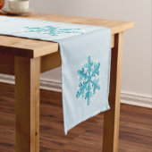 Blue Snowflake Moderne Winter Eettafel Runner Korte Tafelloper (Voorbeeld)