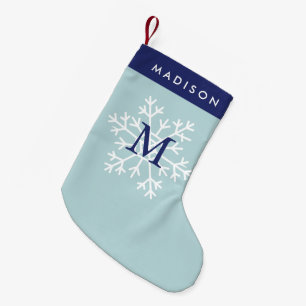 Blue Snowflake Monogrammed Kleine Kerstsok