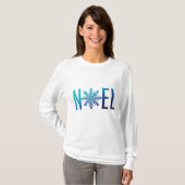 Blue Snowflake Noel Kerstmis T-shirt (Voorkant volledig)