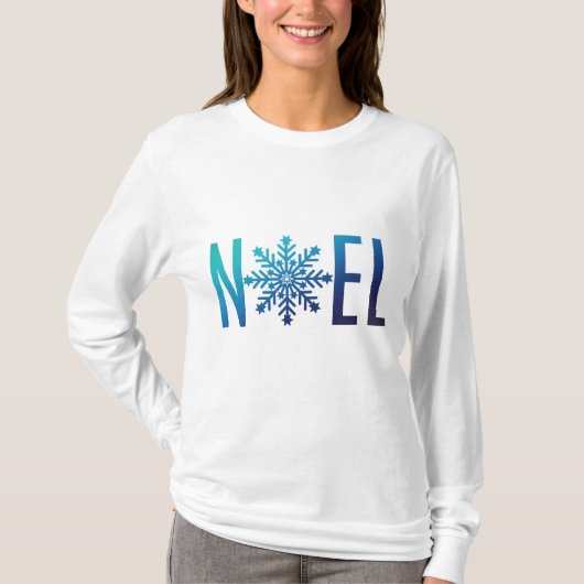Blue Snowflake Noel Kerstmis T-shirt (Voorkant)