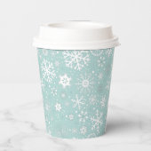 Blue Snowflake ONE Paper Cup Papieren Bekers (Achterkant)