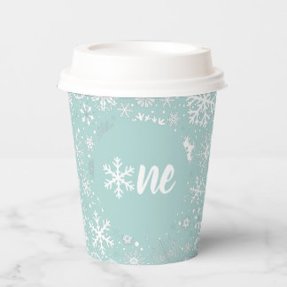Blue Snowflake ONE Paper Cup Papieren Bekers