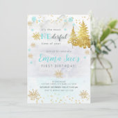 Blue Snowflake ONEderful Time of Year Birthday Kaart (Staand voorkant)