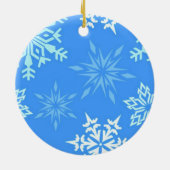 Blue Snowflake Ons eerste kerstfoto-Ornament Keramisch Ornament (Achterkant)