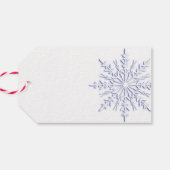Blue Snowflake op White Kerstfeestdag Cadeaulabel (Achterkant Horizontaal)