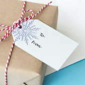 Blue Snowflake op White Kerstfeestdag Cadeaulabel