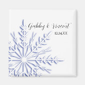 Blue Snowflake op White Winter Wedding Magneet (Voorkant)