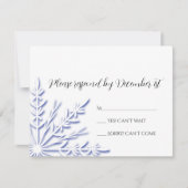 Blue Snowflake op White Winter Wedding RSVP (Voorkant)