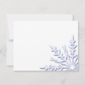 Blue Snowflake op White Winter Wedding RSVP (Achterkant)