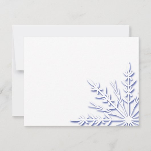 Blue Snowflake op White Winter Wedding RSVP (Achterkant)