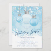 Blue Snowflake Ornament kerstparty Kaart (Voorkant)