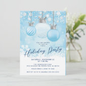 Blue Snowflake Ornament kerstparty Kaart (Staand voorkant)