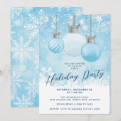 Blue Snowflake Ornament kerstparty Kaart (Voorkant / Achterkant)