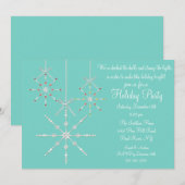 Blue Snowflake Ornament kerstparty uitnodiging (Voorkant / Achterkant)