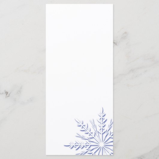 Blue Snowflake over White Winter Wedding Programme Programmakaart (Achterkant)