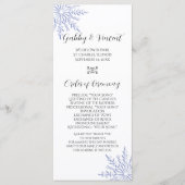 Blue Snowflake over White Winter Wedding Programme Programmakaart (Voorkant)