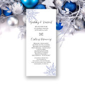Blue Snowflake over White Winter Wedding Programme Programmakaart