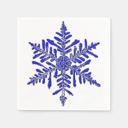 Blue Snowflake Paper Cocktail Napkin Servet (Voorkant)