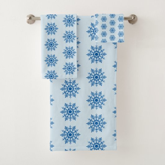 Blue Snowflake Pattern Bath Towel set Bad Handdoek (Insitu)