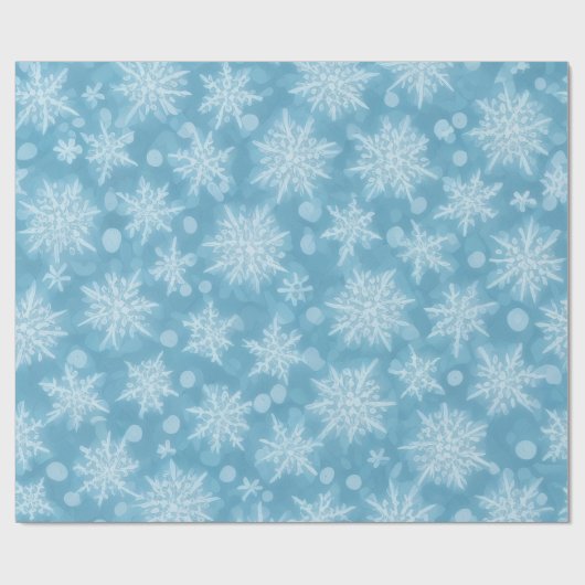 Blue Snowflake Pattern Cadeaupapier (Vlak)