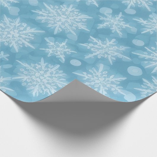 Blue Snowflake Pattern Cadeaupapier (Hoek)
