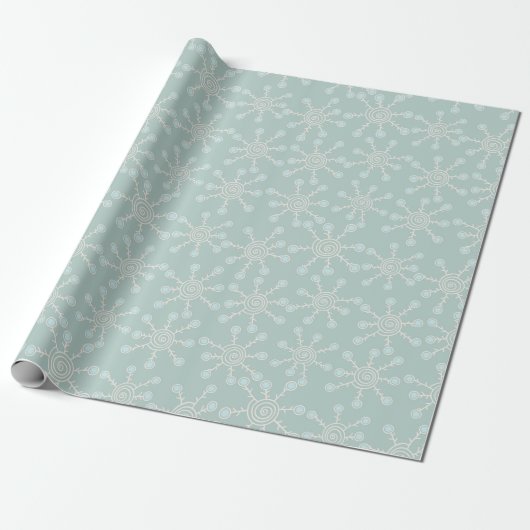 Blue Snowflake Pattern Cadeaupapier (Uitgerold)