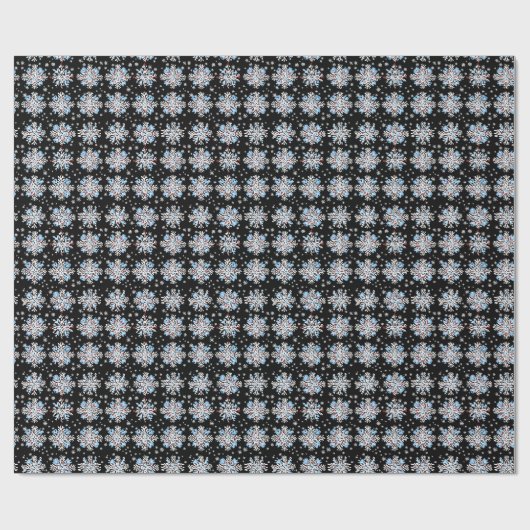 Blue Snowflake Pattern Cadeaupapier (Vlak)
