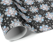 Blue Snowflake Pattern Cadeaupapier (Rol Hoek)