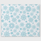 Blue Snowflake Pattern Cadeaupapier (Vlak)