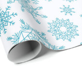 Blue Snowflake Pattern Cadeaupapier (Rol Hoek)