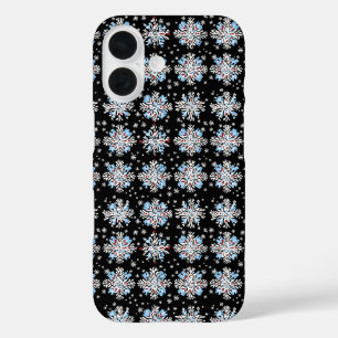 Blue Snowflake Pattern iPhone 16 Hoesje