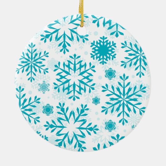 Blue Snowflake Pattern Ceramic Christmas Ornament  (Achterkant)