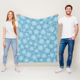 Blue Snowflake Pattern Fleece Deken