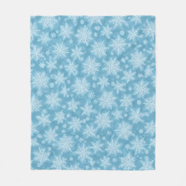 Blue Snowflake Pattern Fleece Deken