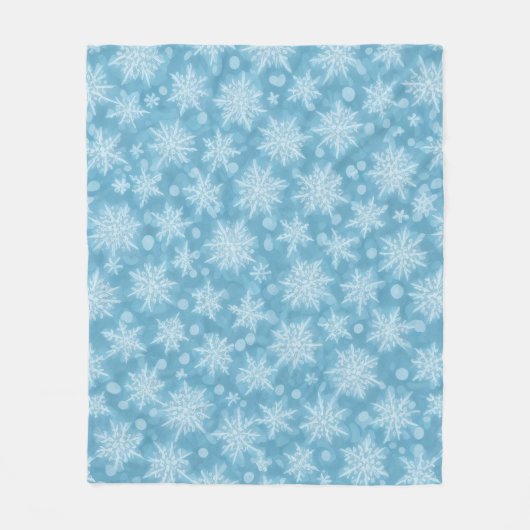 Blue Snowflake Pattern Fleece Deken (Voorkant)