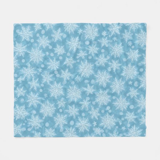 Blue Snowflake Pattern Fleece Deken (Voorkant (Horizontaal))