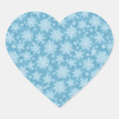 Blue Snowflake Pattern Hart Sticker (Voorkant)