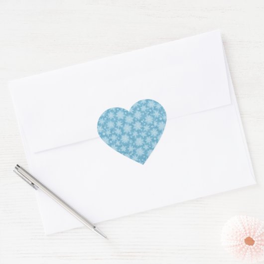 Blue Snowflake Pattern Hart Sticker (Envelop)