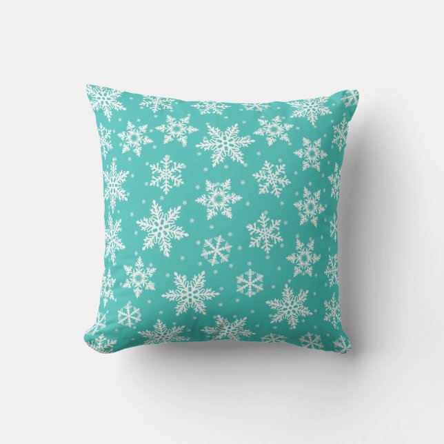 Blue Snowflake Pattern Holiday Pillow Kussen (Voorkant)