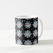 Blue Snowflake Pattern Koffiemok (Voorkant rechts)