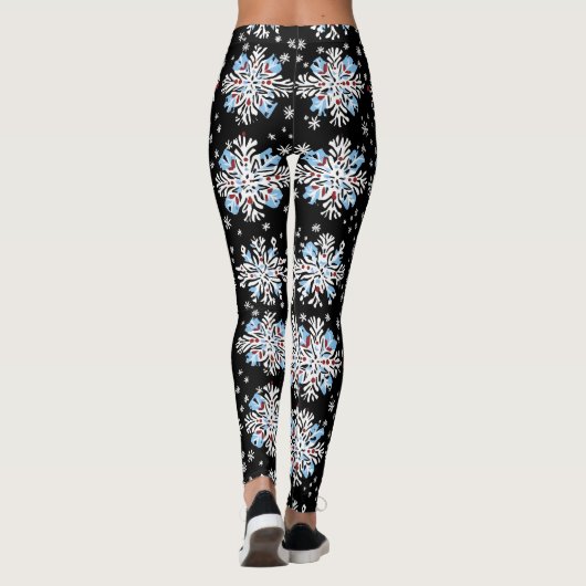 Blue Snowflake Pattern Leggings (Achterkant)