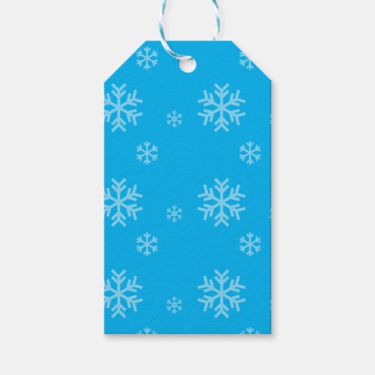 Blue Snowflake Pattern Modern Winter Holiday Cadeaulabel (Voorkant)